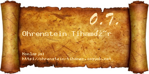 Ohrenstein Tihamér névjegykártya